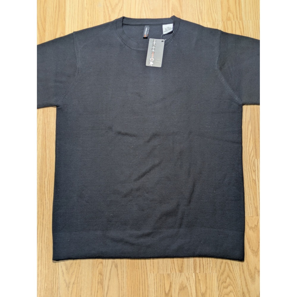 Perry Ellis America Vintage Mens Short Sleeve Knit Sweater Shirt Black XXL